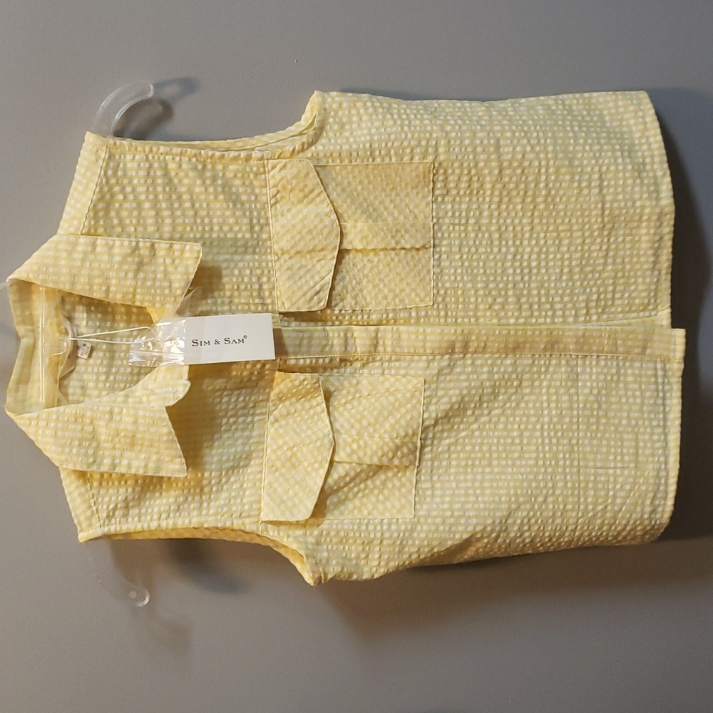 Sim & Sam NWT Sleeveless Button Front Yellow and White Check Top - Picture 1 of 6